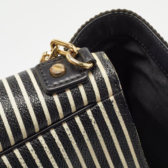 Tory Burch Black/white Stripe Leather Kerrington Crossbody Bag - Picture 7 of 7